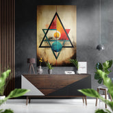 Triangles Brushed Aluminum Dibond Wall Art.